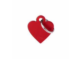 Small heart medaglietta per collare in alluminio red