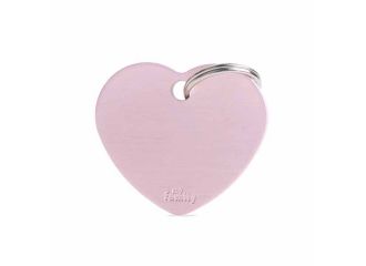 Big heart medaglietta per collare in alluminio pink