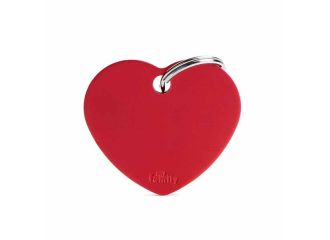 Big heart medaglietta per collare in alluminio red