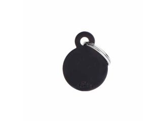 Small round medaglietta per collare in alluminio black