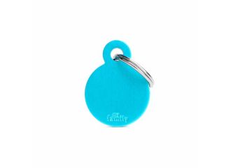 Small round medaglietta per collare in alluminio light blue