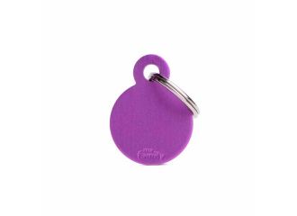 Small round medaglietta per collare in alluminio purple