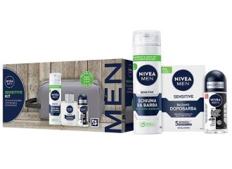 Nivea for men kit sensitive 2024 1 schiuma barba + 1 dopobarba + 1 deodorante