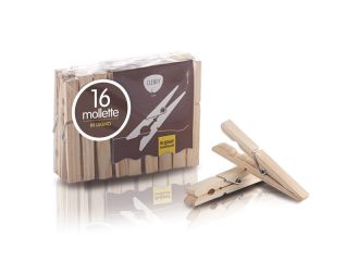 CLENDY PINZE BUCATO 16PEZZI  LEGNO