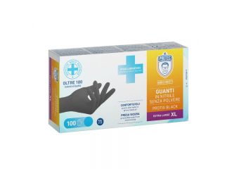 GUANTI PROTEC NITRILE 100PEZZI  S/POLVERE XL NER