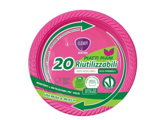 CLENDY PIATTI PIANI 20PEZZI  RIUTILIZZABILI FUCSIA